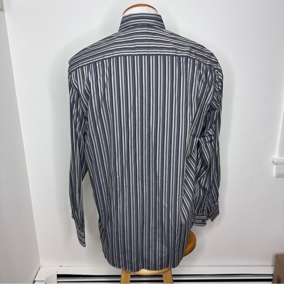 Ermenegildo Zegna Blue & Brown Striped Cotton Shirt - Picture 11 of 11